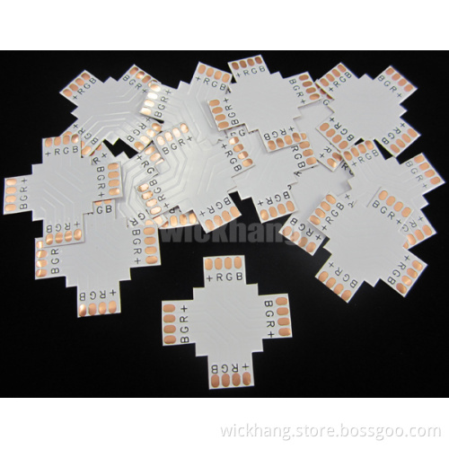 Cross + Shape 10mm 4pin Connector PCB Adapter for 5050 RGB LED Strip Light